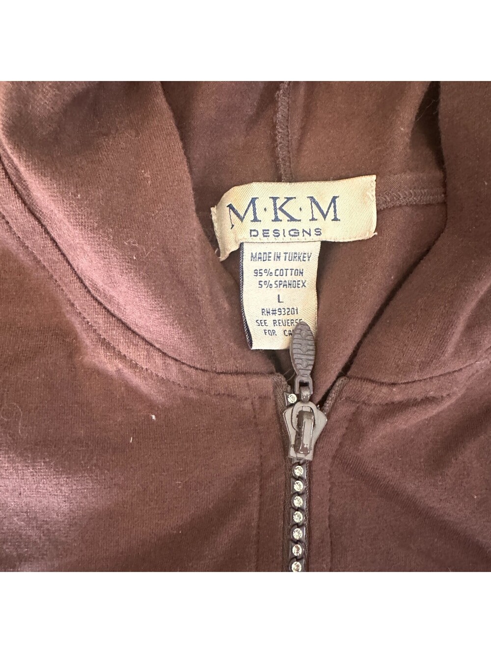 MKM Designs Brown Crop Hoodie with embellishments on zipper size L